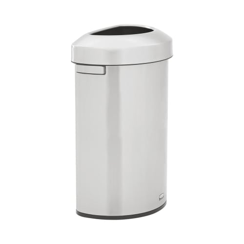 Rubbermaid Refine 21 Gallon Half Round Waste Receptacle, Stainless Steel